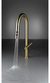 Baterie de chiuvetă cu cap de duș detașabil Deante BQO_R72M OLFATO auriu periat