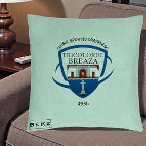 Perna Personalizata CSO Tricolorul Breaza 1951, 40x40 cm, Verde Menta, Husa Detasabila, Perna Inclusa, BEKZ®
