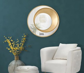Oglinda decorativa aurie cu rama din metal, ∅ 70 cm, Life Cycle Mauro Ferretti