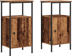 vidaXL Noptiere, 2 buc, lemn învechit, 41x31x80 cm, lemn prelucrat