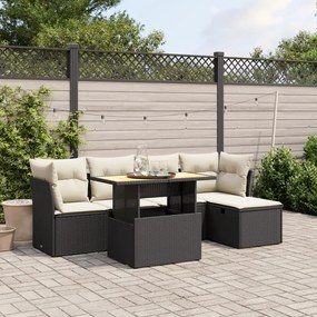 3275464 vidaXL Set mobilier de grădină cu perne, 6 piese, negru, poliratan