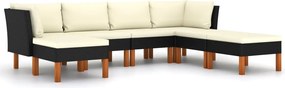 vidaXL Set mobilier de grădină cu perne, 7 piese, negru, poliratan