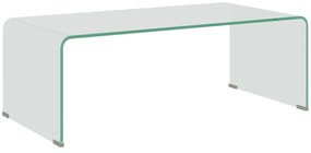 HOMCOM Măsuța de Cafea Monobloc Modernă pentru Living cu Picioare Antiderapante, Măsuță de Cafea din Sticlă Securizată, 100x50x35 cm, Transparentă