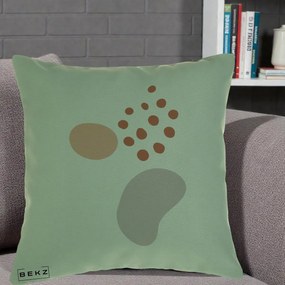 Perna Decorativa Abstract Forme Organice Pastel, 40x40 cm, Verde, Husa Detasabila, Perna Inclusa, BEKZ®