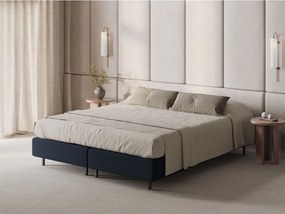 Pat matrimonial albastru închis tapițat fără tăblie 200x200 cm Whale – Micadoni