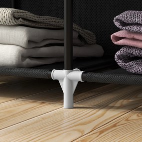 HOMCOM Dulap din Material Textil cu Bază Înălțată, 8 Rafturi și 2 Bare, 125x43x162.5 cm, Gri Închis | Aosom Romania