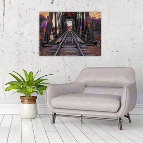 Tablou pe sticlă cu pod de cale ferată (70x50 cm)