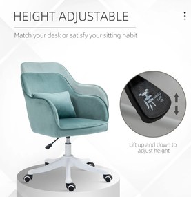 Vinsetto Scaun de birou cu perne de masaj cu roti inaltime reglabila, captuseala ergonomica de lux verde | Aosom Romania
