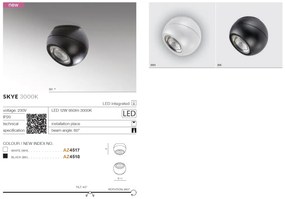 Spot LED modern directionabil aplicat tavan/plafon SKYE negru