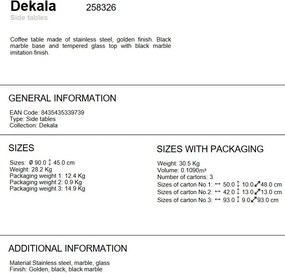 Masuta de cafea design modern Dekala D90 negru/auriu