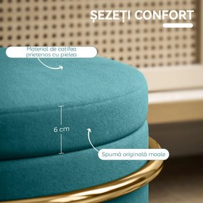 HOMCOM Pouf cu Spațiu de Depozitare în Catifea, 24L, Capac Detasabil, Ø42x39cm, Verde | Aosom Romania