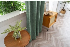 Perdea opaca LOOM VELVET 140x250 cm, verde Agatat: Inele metalice