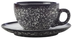 Ceașcă cu farfurie din ceramică Maxwell &amp; Williams Caviar Granite, 250 ml, negru
