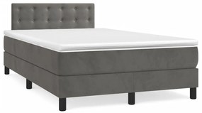 vidaXL Pat box spring cu saltea, gri închis, 120x190 cm, catifea