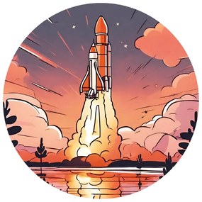PIPPER. Autocolant circular de perete „Lansarea navetei spațiale” mărimea: 60cm
