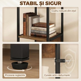 HOMCOM Bibliotecă cu 6 Rafturi, Finisaj Lemn Maro | Aosom Romania