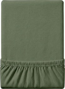 Cearsaf jersey EXCLUSIVE verde inchis 90x200 cm, 100% bumbac