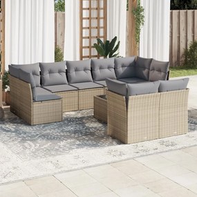 vidaXL Set canapele de grădină cu perne, 10 piese, bej, poliratan