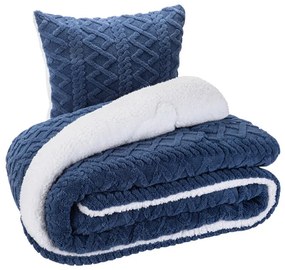 Set matlasat cu blăniţă INVERNO albastru închis