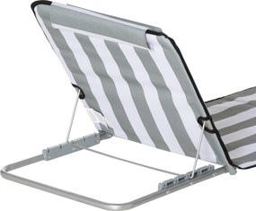 Outsunny Șezlong pliabil pentru soare, șezlong de grădină cu pernă, fotoliu reclinabil cu spătar reglabil în 5 poziții, geantă de transport, Gri deschis | Aosom Romania