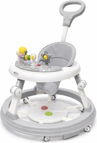 Premergator 3 in 1 Kidizi Pippa Step Up gri pentru bebelusi, cu panou pentru picioare cu lumini si sunete, tavita muzicala si maner detasabil