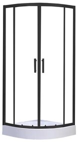 Cabină de duș curbată Spirit Clear 80x80x194 cm cu cădiță de duș din acril armat, neagră