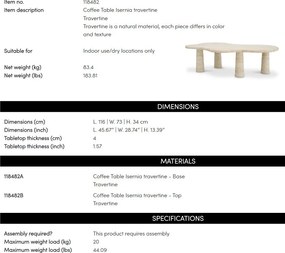 Masuta LUX realizata manual din travertin Isernia