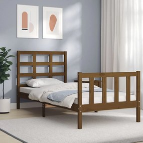 3192094 vidaXL Cadru de pat cu tăblie, maro miere, 100x200 cm, lemn masiv