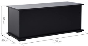 HOMCOM Cutie de depozitare cutie pentru jucării cu capacitate mare de depozitare și balamaua blocată din lemn 100 x 40 x 40 cm negru | Aosom Romania