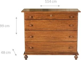 Comoda, L114 48 H99 cm, nuc antichizat, lemn masiv