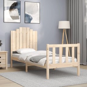 3192256 vidaXL Cadru de pat cu tăblie single mic, lemn masiv