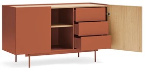 Comodă cărămiziu-natural joasă cu aspect de lemn de stejar 130x78 cm Otto – Teulat