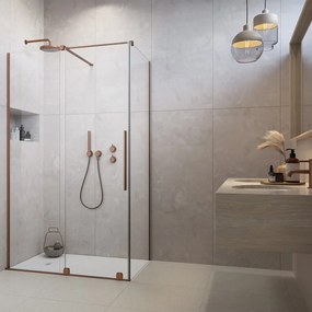 Cabina de dus dreptunghiulara usa culisanta Radaway Furo KDJ 100x90 profil cupru periat stanga