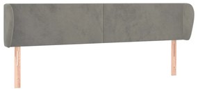 Tablie de pat cu aripioare gri deschis 163x23x78 88 cm catifea 1, Gri deschis, 163 x 23 x 78 88 cm
