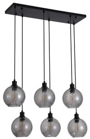 Lustra cu 6 pendule metal negru, sticla fumurie Radiance