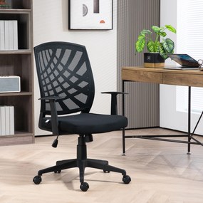 HOMCOM Scaun de Birou Ergonomic cu Înălțime Reglabilă, Scaun de Birou Pivotant din Țesătură Respirabilă, 58x56x106.5 cm, Negru | Aosom Romania