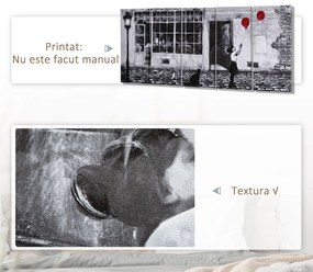 HOMCOM 5 Buc Arta de Perete Panza Fata alb-negru cu balon rosu, Poze de perete pentru decor dormitor sufragerie | AOSOM RO