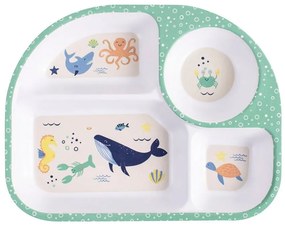 Farfurie albă pentru copii 27x21 cm Ocean - Ladelle