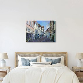Tablou pe sticlă - Strada orașului vechi, pictură acrilică (70x50 cm)