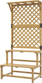 Outsunny Suport pentru plante, raft pentru flori, 2 niveluri, cu spalier și acoperiș, lemn de brad, 75x50x166cm, galben | Aosom Romania