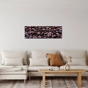 Tablou cu boabe de cafea (cu ceas) (90x30 cm)