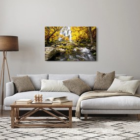 Tablou - Cascade în peisaj de toamnă, galben (90x60 cm)