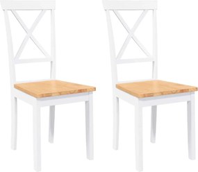 vidaXL Scaune de sufragerie 2 buc Cauciuc din lemn masiv alb