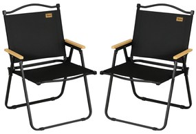 Outsunny Set 2 Scaune de Camping și Plajă Pliabile cu Cotiere, 54x59x78 cm, Negru | Aosom Romania