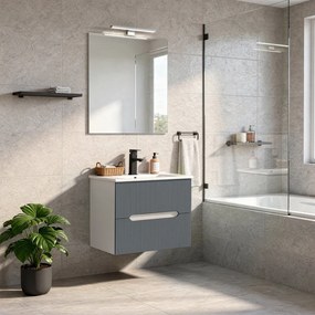 Trent 60 dulap de baie inferior cu chiuvetă ceramică (2 sertare) alb-gri antracit