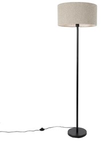 Lampa de podea neagra cu abajur boucle taupe 50 cm - Simplo