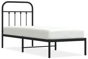 352568 vidaXL Cadru de pat metalic cu tăblie, negru, 75x190 cm