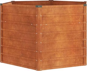vidaXL Strat înălțat de grădină, ruginiu, 129x129x77 cm, oțel corten
