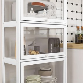 HOMCOM Vitrină pentru colecție bufet sufragerie mobilier de depozitare la 4 nivele cu uși rabatabile, 59 x 30 x 139 cm, alb | Aosom Romania