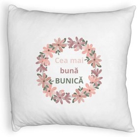 Perna Decorativa Fluffy, pentru Bunica 6, 40x40 cm, Alba, Husa Detasabila, Burduf